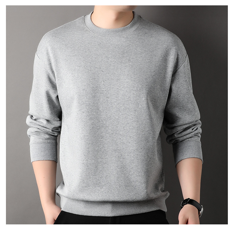 牛奶丝300g重磅卫衣男2023秋冬新款圆领打底衫纯色长袖t恤男上衣详情22