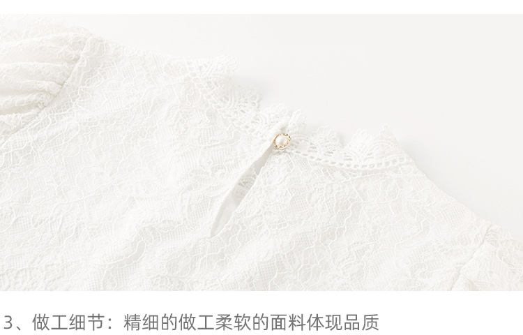New Chinese-style in-stock real photos of the autumn new Korean-style versatile semi-high-neck lace base shirt for women. Pair it with a lace shirt inside pic 9
