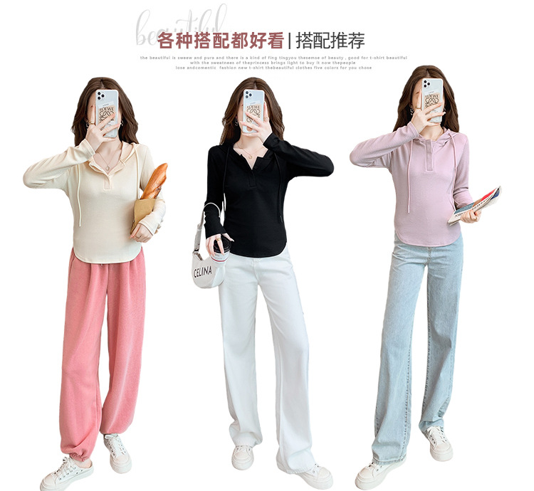 2022年韩版连帽长袖t恤女春秋装新款时尚打底小衫洋气薄款上衣潮详情7