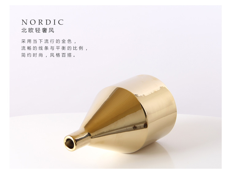 中国义乌小商品城北欧风陶瓷金色花瓶电镀工艺品装饰摆件三件套软装家居装饰详情6