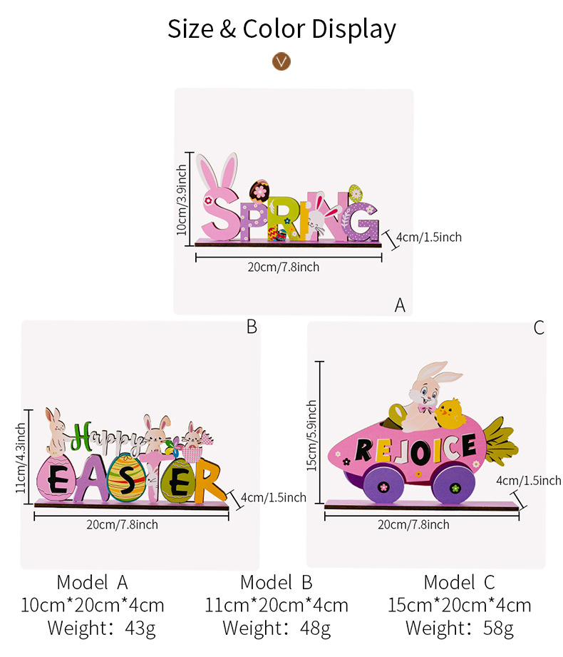 Cross-border new products: Haobei Easter Decorations, Easter Rabbit figurines, Easter purple wooden letter figurines pic 3