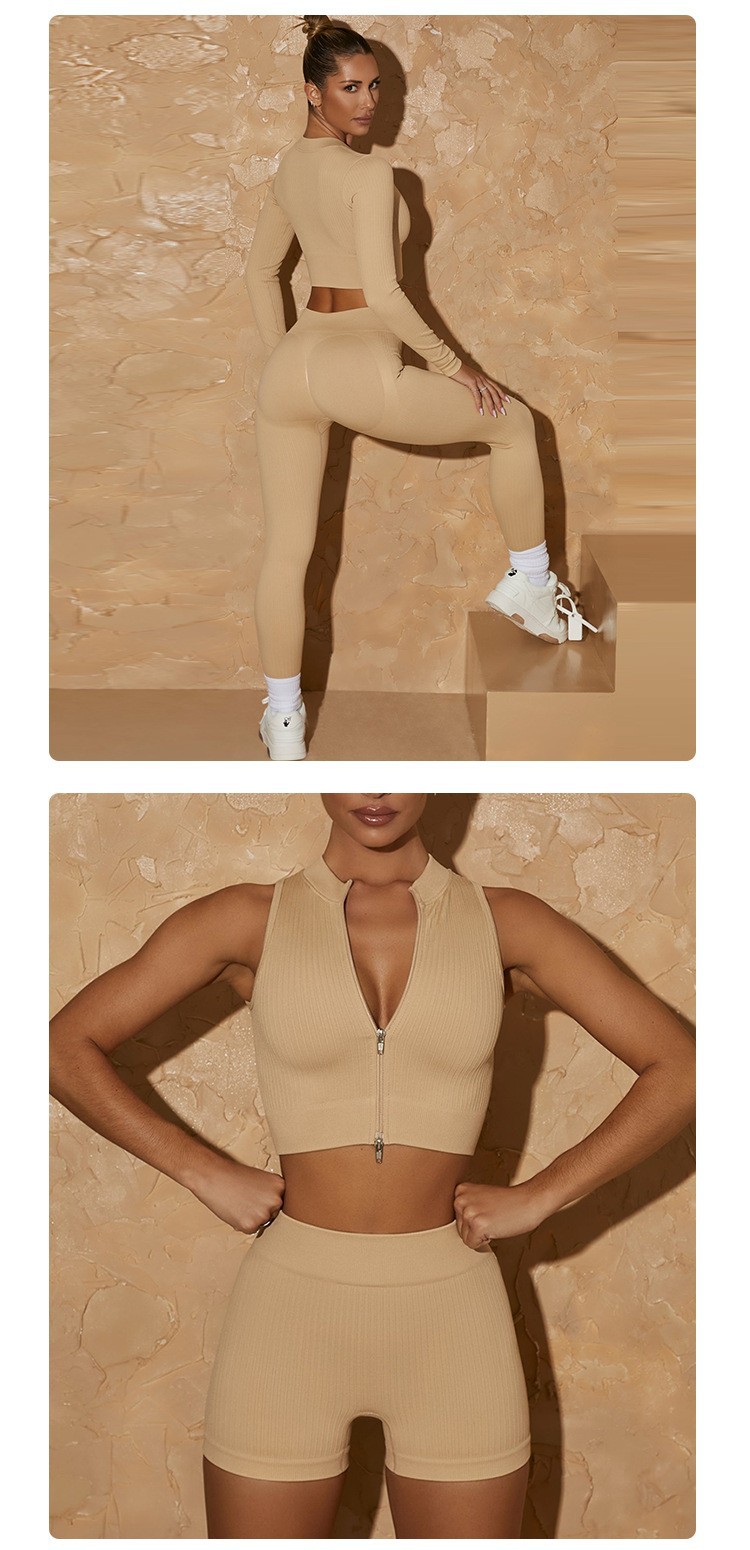 European and American yoga wear, autumn and winter long-sleeved sets, sports bras, zipper yoga vests, bras, high-waisted lulu yoga pants pic 16