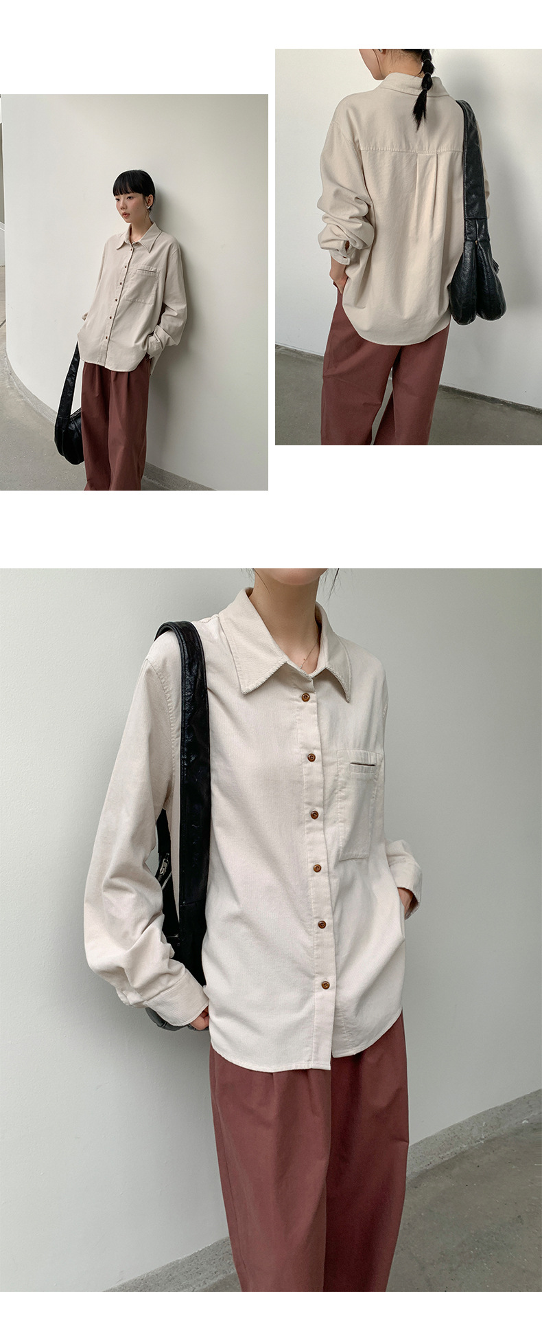 6UP2024早秋韩系全棉绒面衬衫广州13行新款极简慵懒休闲ins90222详情9