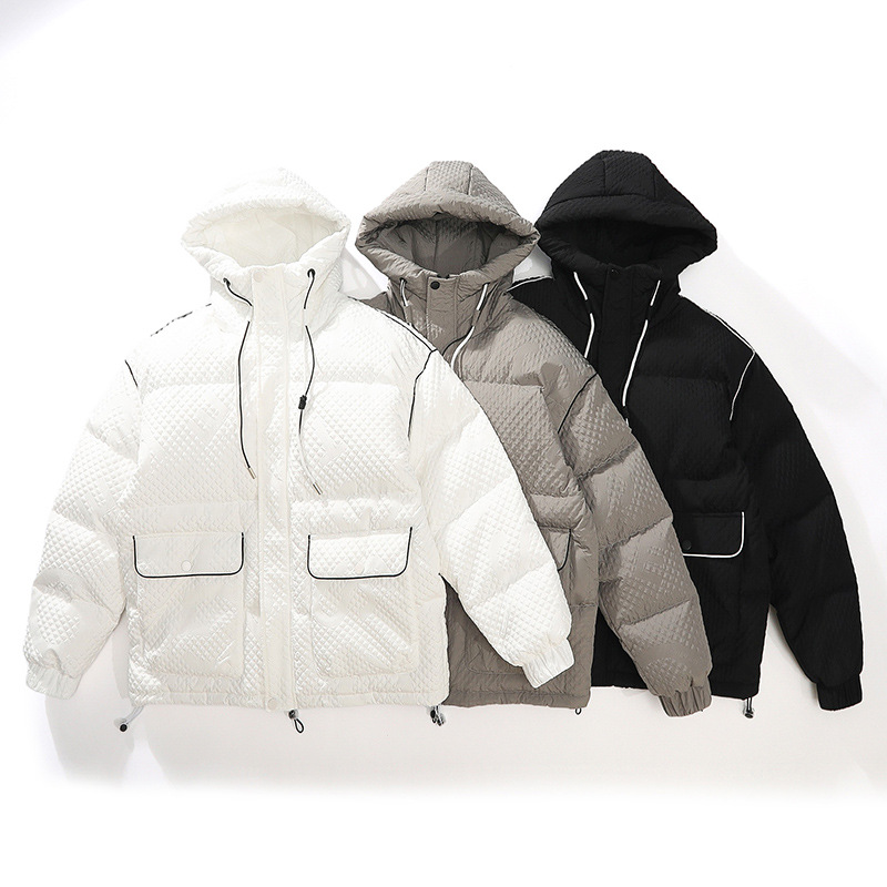 Workwear abajo chaqueta hombre 2023 nuevo otoño invierno protección contra el frío espesamiento golpear color patchwork marca de humedad pato blanco abajo ropa de invierno pic 8