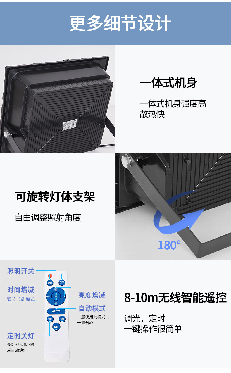 New LED outdoor waterproof solar lamps, outdoor lighting, garden lamps, solar floodlights, factory direct sales pic 12