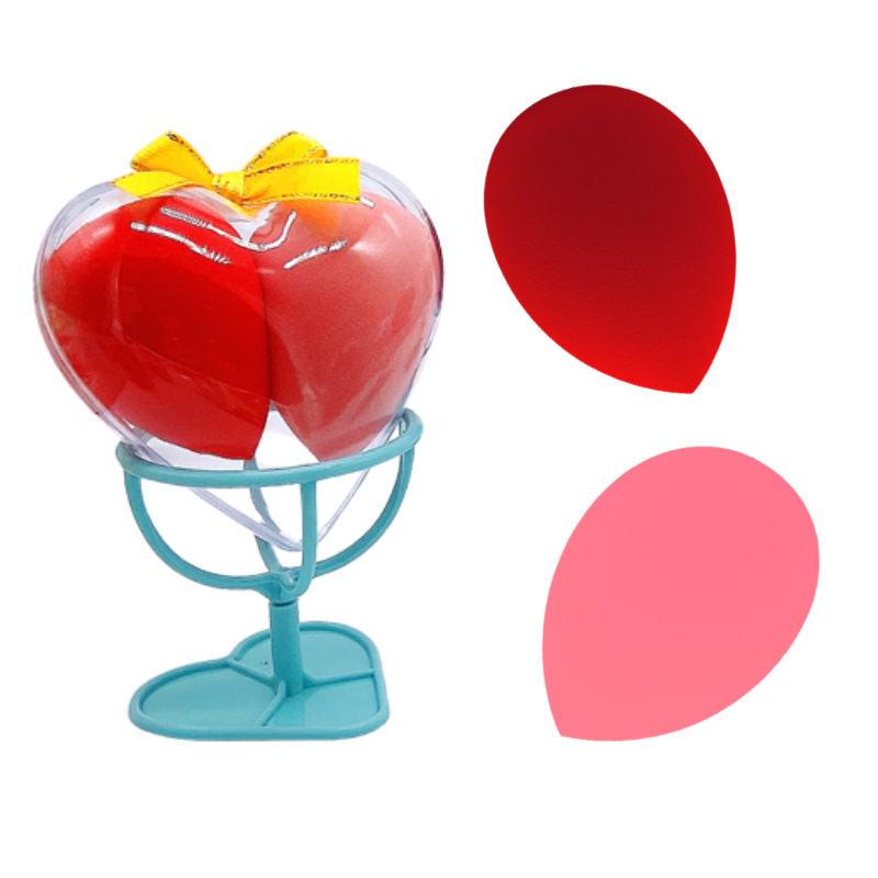 Hot-selling premium beauty egg powder puff, large Q-bouncy gourd water drop, diagonal cut transparent heart-shaped shell, double sponge egg foundation liquid pic 11