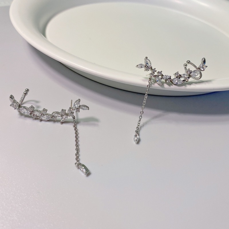 银色气质流苏耳骨夹无耳洞一体式耳钉耳夹小众设计高级潮耳环耳饰详情4