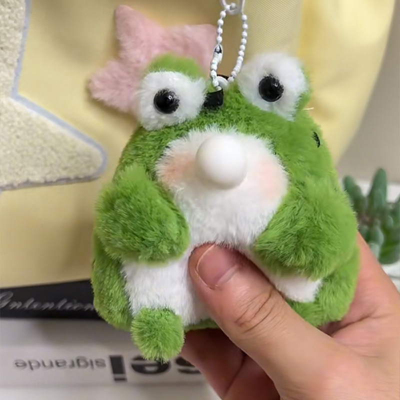 Скрипучая кукла с пузырями скрипит, свисает, свисает, вешается, лягушачий материал завернут в готовый детский сад для девочек с помпонами pic 4