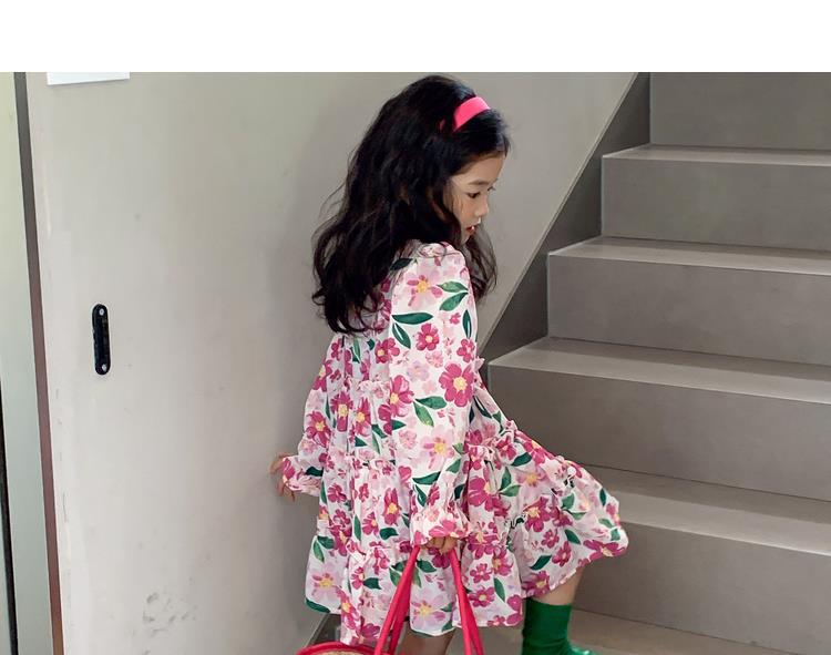 图图小象女童秋季童装儿童韩版碎花连衣裙洋气针织开衫宝宝套装详情39