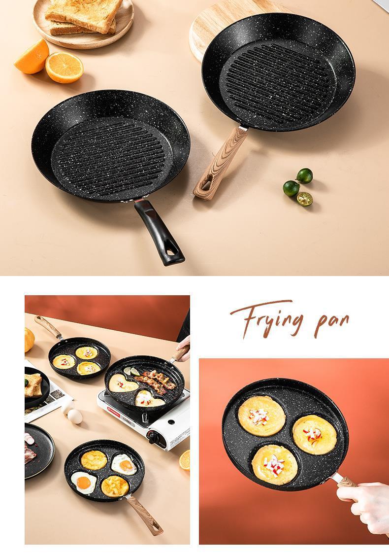 Hamburger egg small frying pan, home breakfast pouch egg frying pancake pan, non-stick flat frying pan, multi-hole mold frying pan pic 20