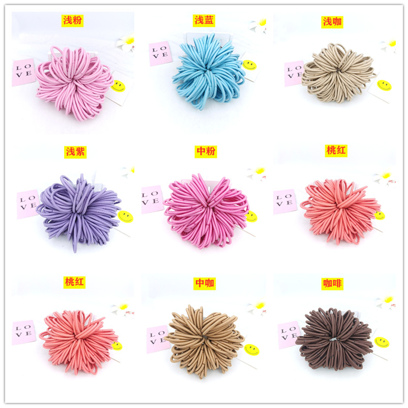Wholesale of 4MM thick hair ties, colorful high-elasticity hair ties, rubber bands, basic hair bands and hair accessories from Europe and America pic 33