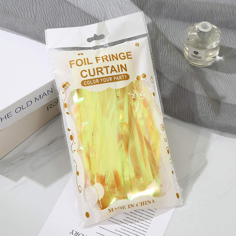 新款1*2M创意派对装饰雨丝帘双色镭射墙面门帘儿童生日装饰道具详情8