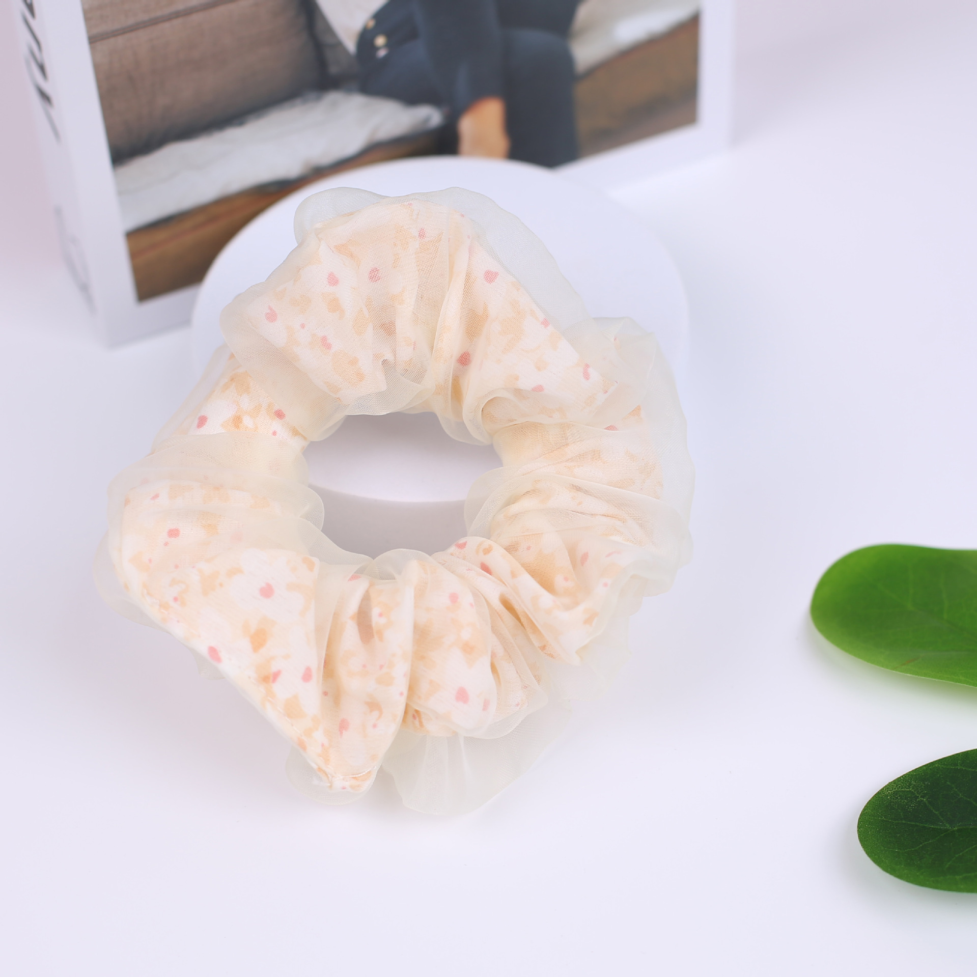 Mesh bun, large intestine circle, ponytail hair tie, fresh and fairy-like ins hair tie, sweet double-layer fabric hair tie wholesale pic 39