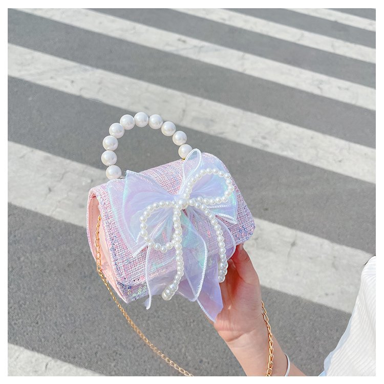 可爱女童斜挎包小香风时尚儿童手提斜背包包公主淑女珍珠包单肩包详情60