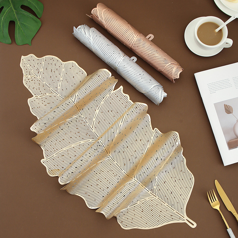 Cross-border best-selling banana leaf table flag heat insulation table mat, retro and simple tea flag cloth, household coffee table decoration mat wholesale pic 1