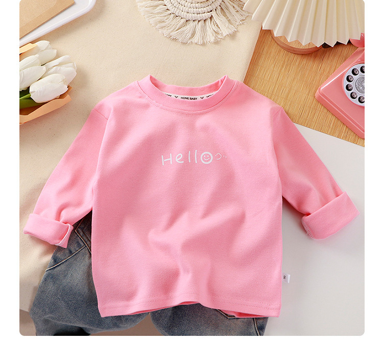 儿童全棉长袖t恤春秋款内搭男童打底衫女童时尚童装秋衣一件代发详情7