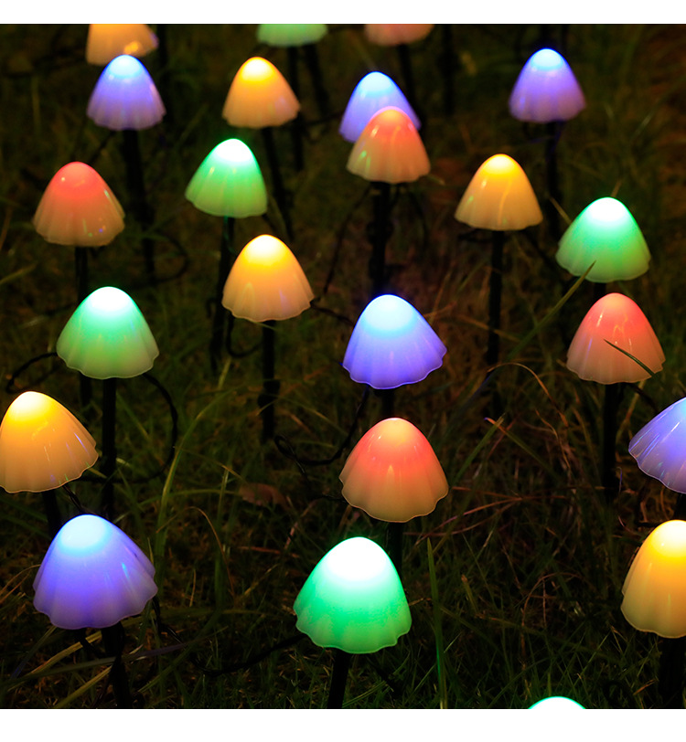 Outdoor solar-powered ground mushroom lamps, led small colored lights, flashing lights, string lights, courtyard garden, lawn decoration, Christmas lights pic 20