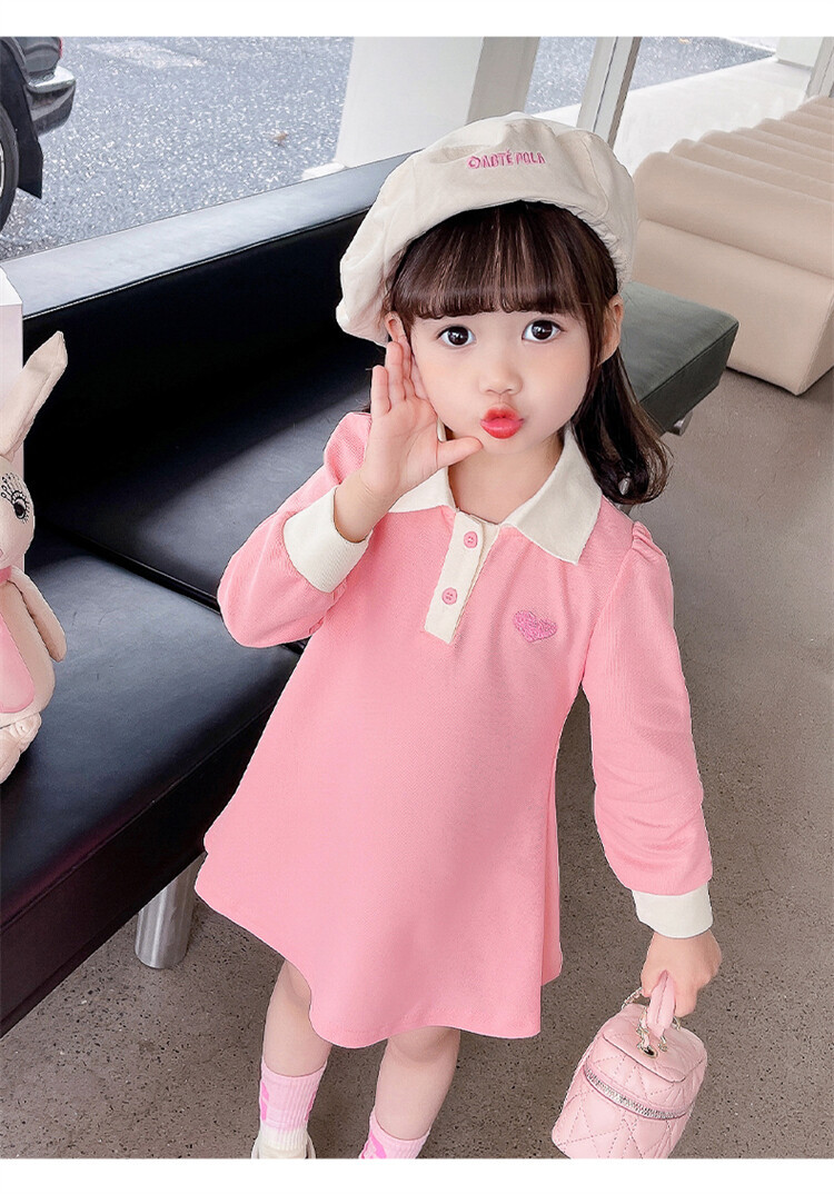 女童春秋款连衣裙2023秋季新款韩版女小童刺绣爱心连衣裙公主裙潮详情16