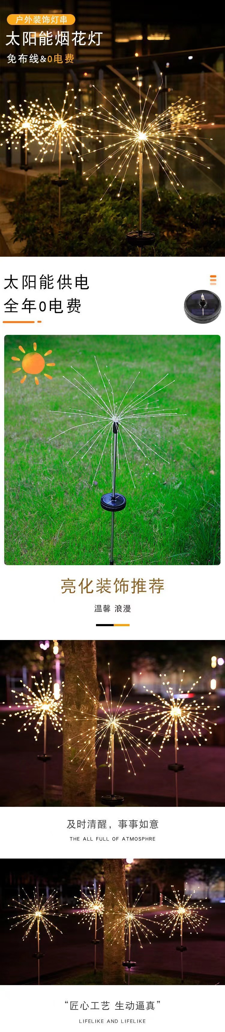 Solar-powered ground-inserted dandelion lamp string outdoor waterproof Christmas decorative lights are selling well on Amazon pic 1