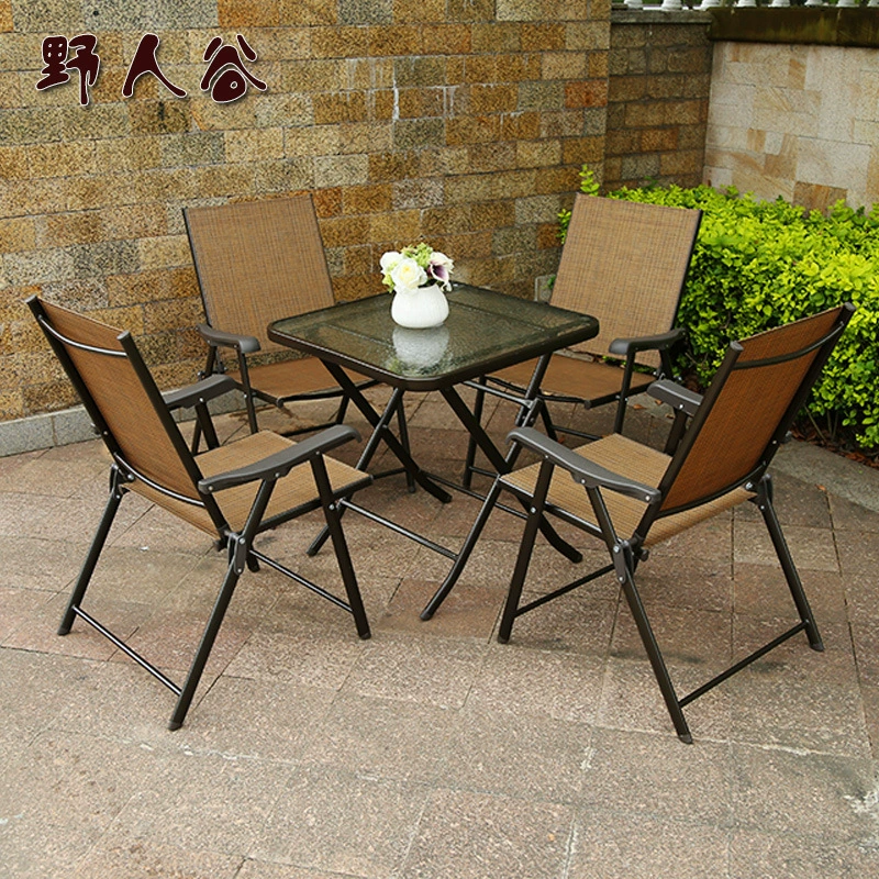 野人谷户外桌椅五件套折叠桌椅组合三件套室外铁艺特斯林桌椅详情4