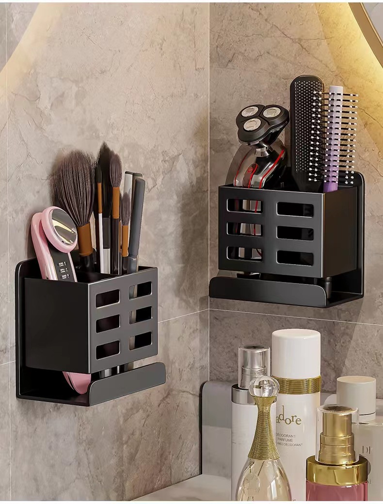 浴室梳子置物架卫生间免打孔壁挂厕所化妆品刮胡刀牙刷牙膏收纳筒详情9