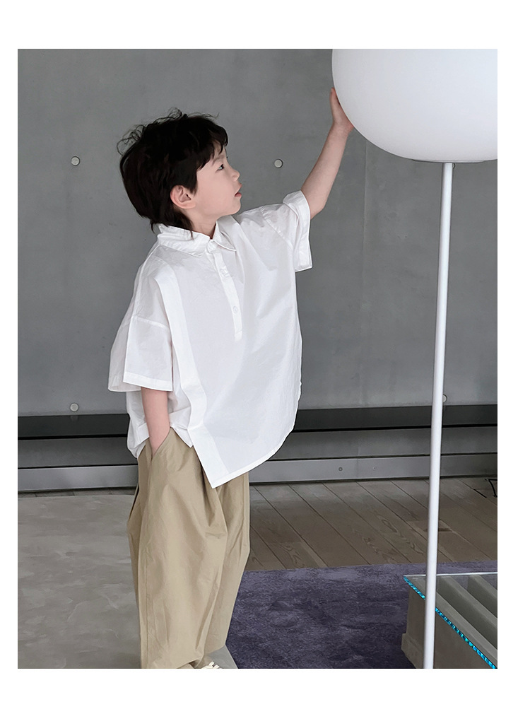 儿童夏装男童短袖白衬衫2024夏季新款衬衣小男孩帅气宽松上衣批发详情11