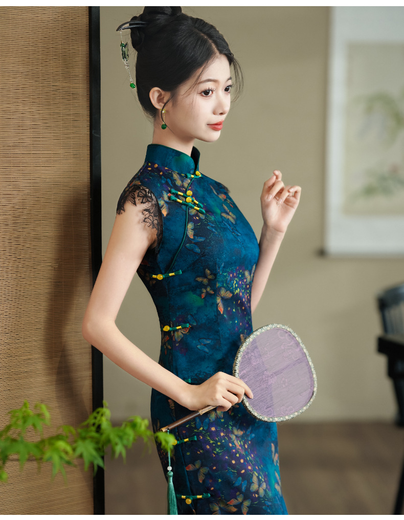 The new Spring/Summer 2024 Xiangyunsi long sleeveless cheongsam is a high-end, elegant, slimming and retro Chinese dress pic 11
