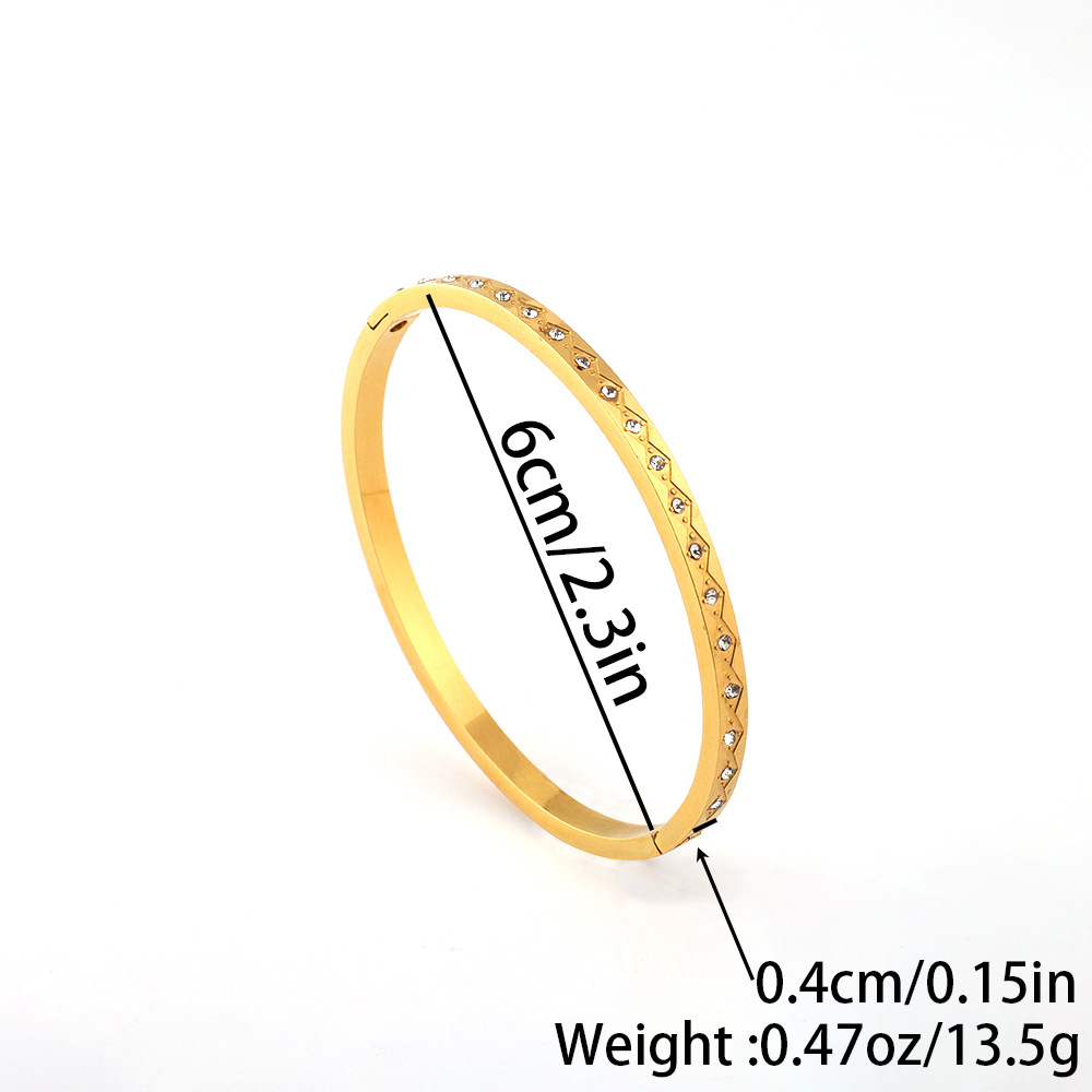Titanium steel bracelet vacuum electroplated without color fading stainless steel bracelet, a niche and versatile light luxury high-end full diamond bracelet pic 7