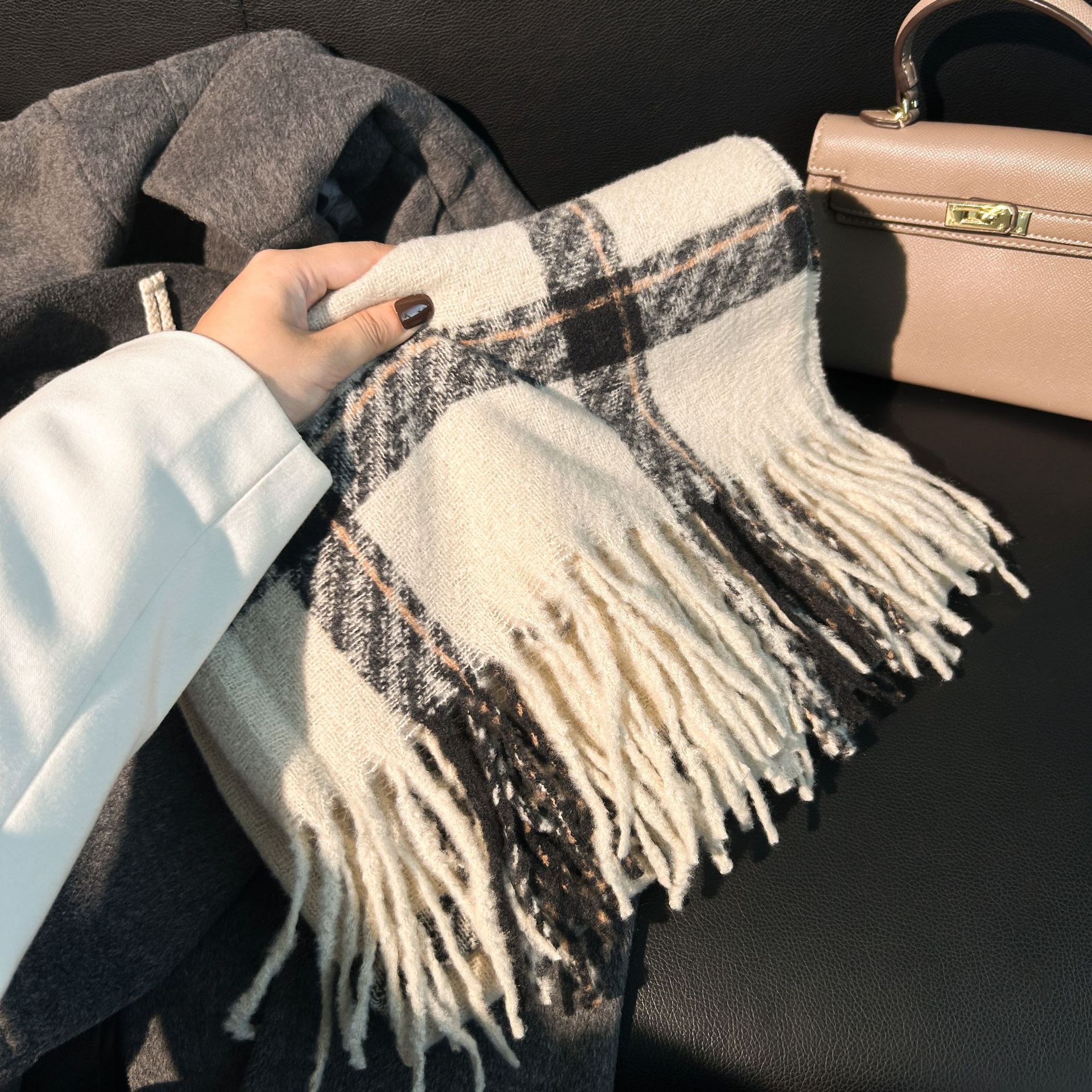 格子围巾女秋冬新款百搭保暖围脖披肩围巾 韩版情侣围巾冬天爆款详情27