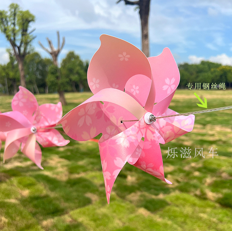 樱花节风车悬挂串批发塑料手持旋转舞蹈道具景区楼盘春天户外装饰详情3