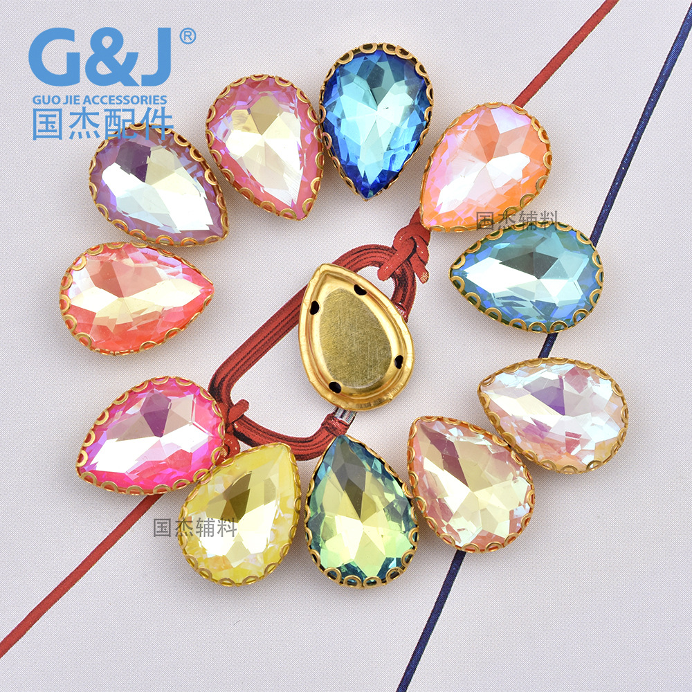 Mocha color teardrop glass claw diamond hand-sewn diamond lace claw diamond DIY handmade accessories for clothing, wedding dresses, jewelry and accessories pic 6