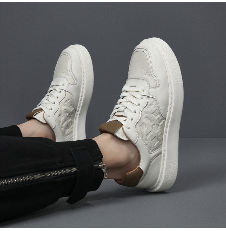 真皮板鞋男款夏季透气高级感百搭休闲男鞋头层牛皮空军男士小白鞋详情36