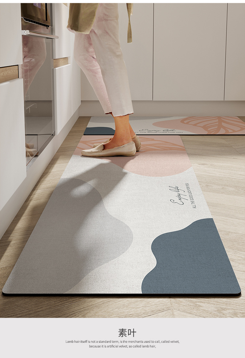 Alfombra para el hogar alfombra para el piso de cocina lama suave de diatomáceas absorbente de agua y aceite alfombra minimalista tira larga fregable antideslizante deslizante pic 7