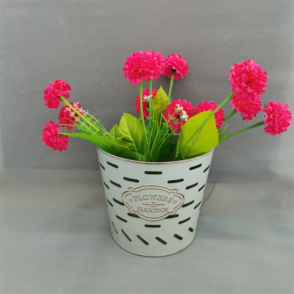 复古铁艺壁挂花盆客厅创意摆件干花桶厨房收纳桶阳台盆栽吊挂桶详情3