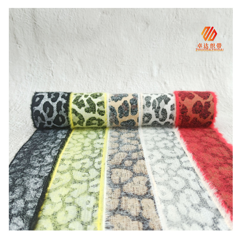 Wholesale leopard print fashionable jacquard elastic bands, plush rabbit fur skin-friendly waist and head decorative elastic webbing from the manufacturer pic 19