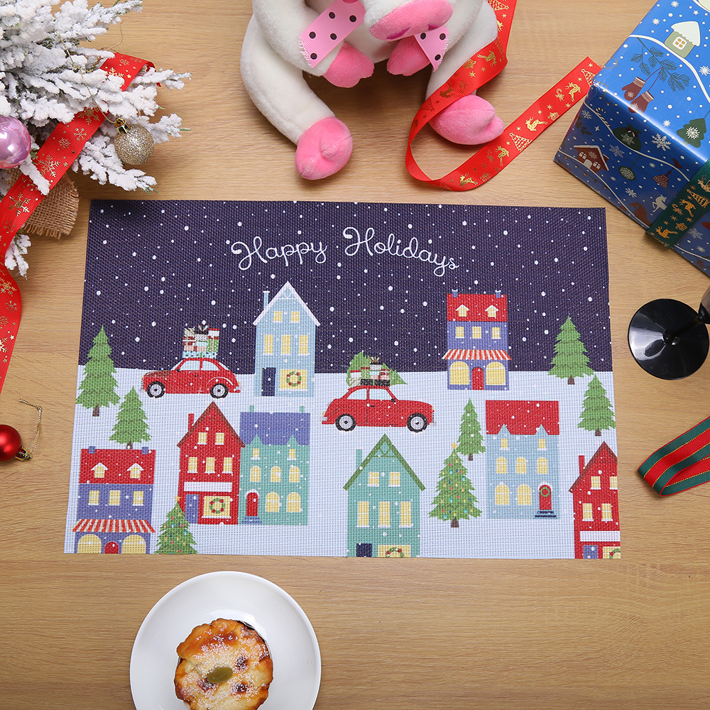 Christmas placemats, snowflake heat-resistant and heat-insulating coffee table MATS, holiday Western placemats, Nordic snowflake man table MATS, napkins and tablecloths wholesale pic 7