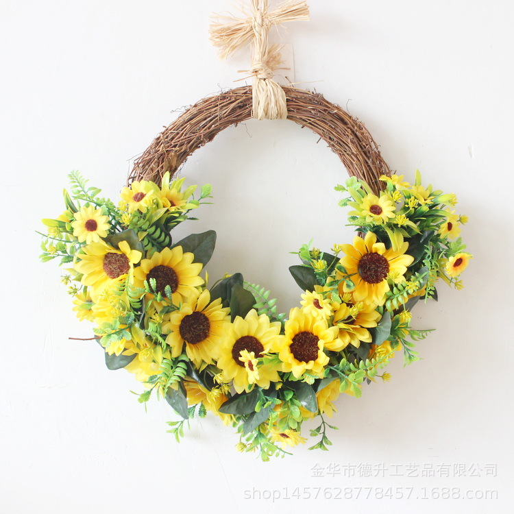 Desheng Cross-border E-commerce Amazon Spring Sunflower, Bee Festival Wreath Home Decoration Factory Wholesale pic 9