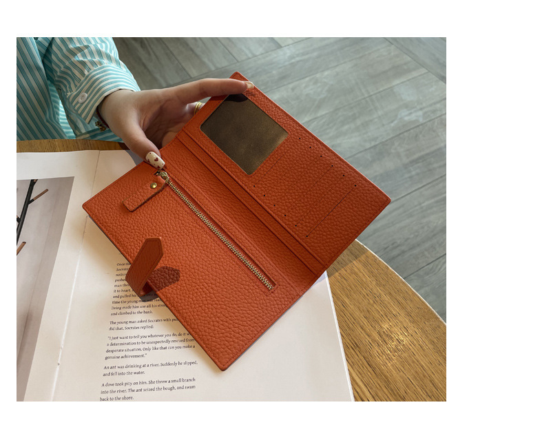 长款真皮女士钱包2024新款纯色大容量多功能折叠高档牛皮手机钱夹详情12