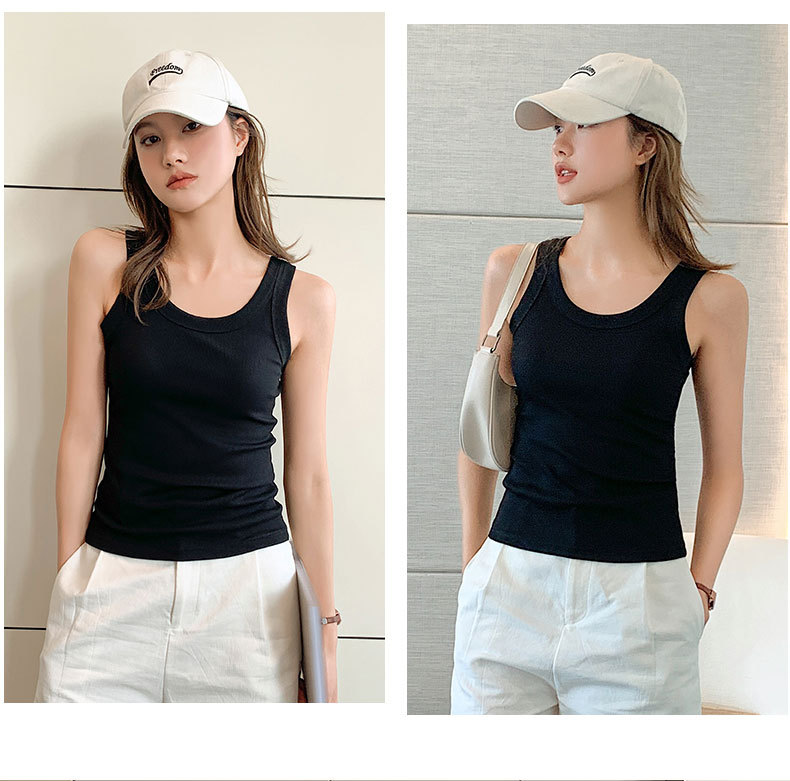 2825#春夏新款U型吊带背心女外穿棉工字内搭打底衫无袖T恤无胸垫详情19