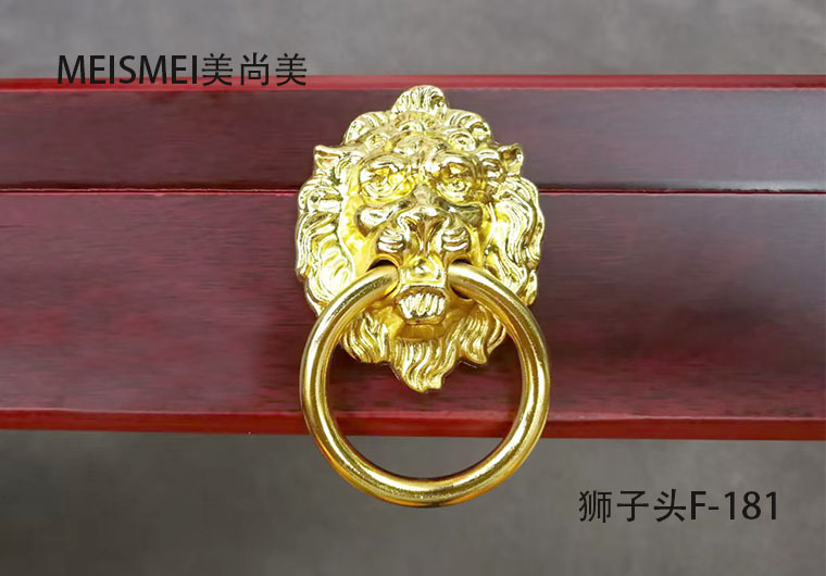 Decorative door knocker with animal head, old-fashioned animal head, retro lion head door knocker, blue and red ancient copper handle, Chinese qilin from the Ming and Qing dynasties pic 14