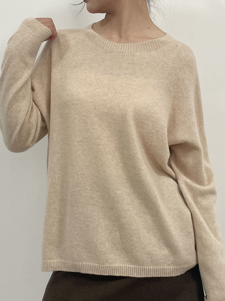 Fully formed seamless pure wool knitted sweater for women, 100% spring new style loose slimming round neck top wool sweater for women, fashionable and trendy, other categories pic 35