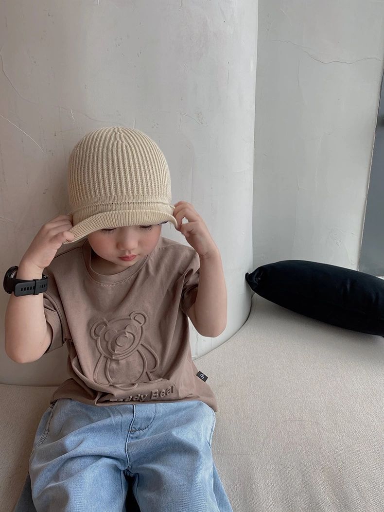 男小童t恤压花小熊韩国儿童立体压花柔棉短袖T恤男女宝宝休闲上衣详情18