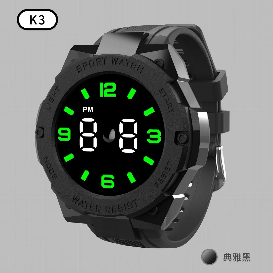 新款LED手表T7C男女星期简约时尚初中情侣小学生运动 LED电子手表详情7