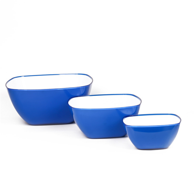 Wholesale solid-color creative new square bowls, PP material double-layer food-grade salad bowls, square two-color bowls pic 6