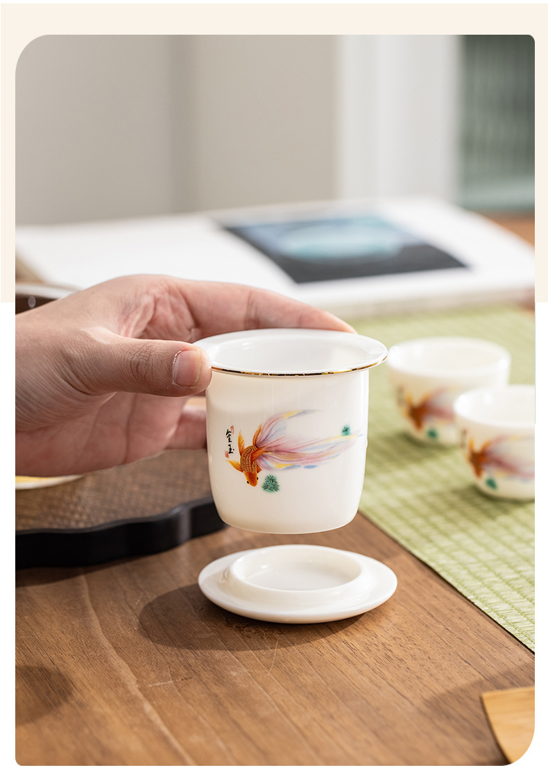 The Wujiang Sheep Fat Jade Porcelain Kung Fu Tea set travel bag is a high-end souvenir for outdoor travel. Wholesale pic 16