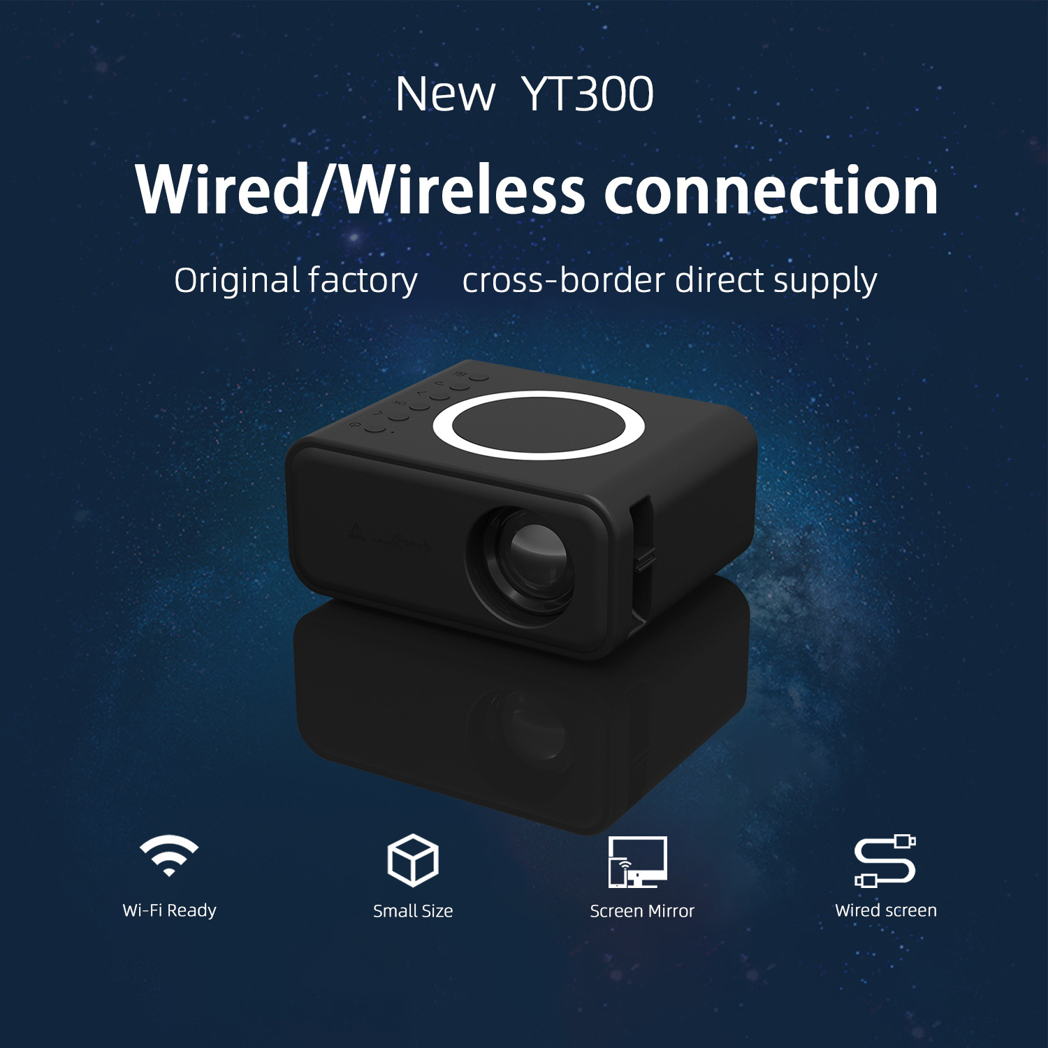 YT300 wireless + wired, YT500 mobile phone wifi dual-screen projector, home mini projector, mini home convenience pic 20