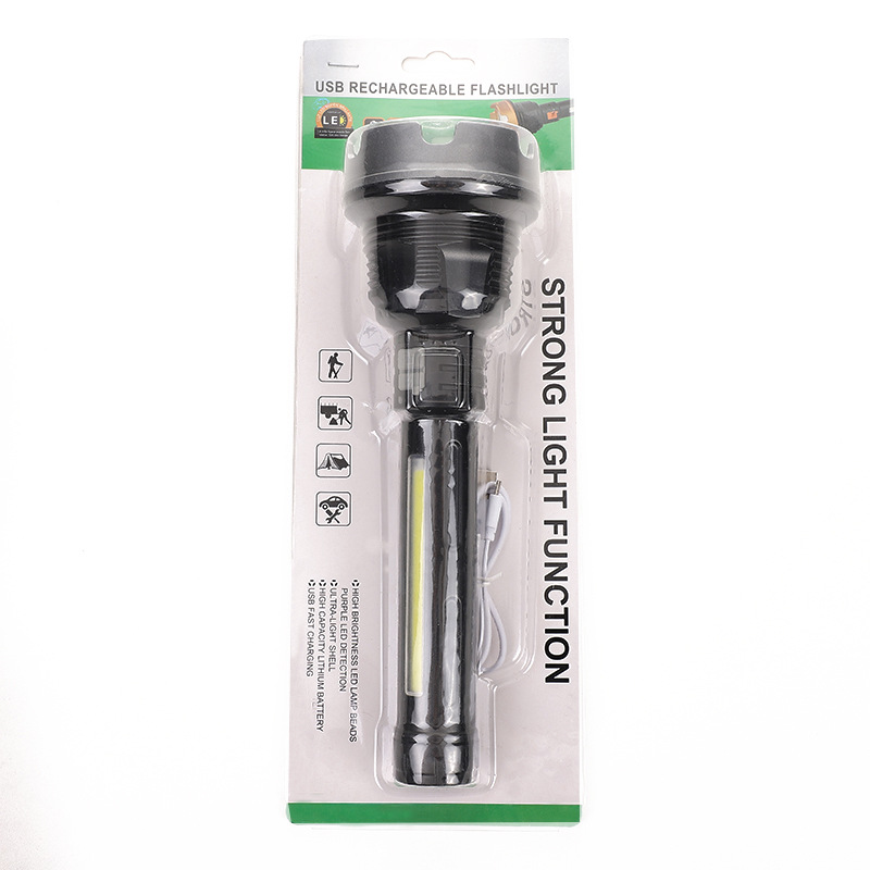 USB charging LED outdoor flashlight, high-power side light, multi-functional high-intensity flashlight in stock for wholesale pic 5