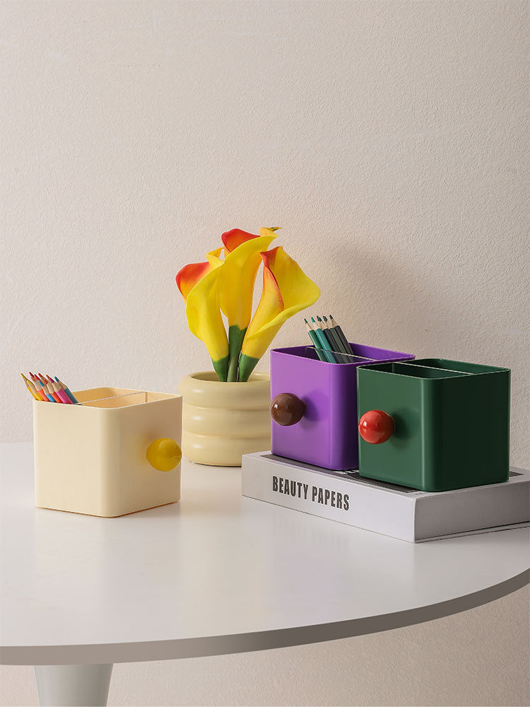 Minimalist style office stationery pen holder, office student desktop oil painting brush stationery storage and organization pen holder pic 5