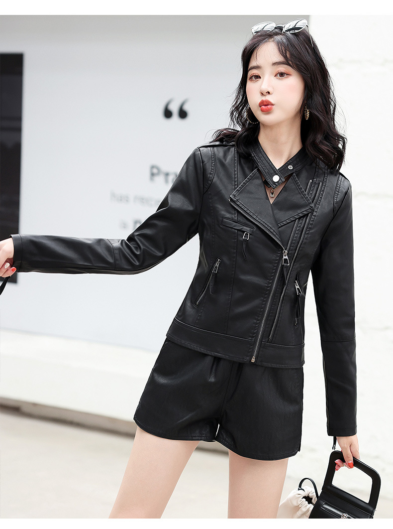 皮衣外套女春秋季2022年新款韩系宽松小个子pu皮休闲短款夹克上衣详情20