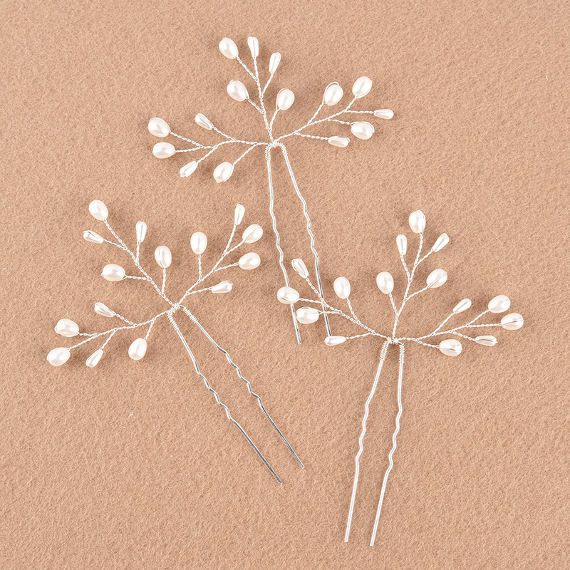 Handcrafted pearl hair forks, simple and elegant daily hair accessories for brides, hairpins, handcrafted beaded pearl gold and silver hair accessories pic 29